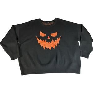 Torrid Size 3 Black Orange Pumpkin Face Sweater Plus Size Halloween Pullover